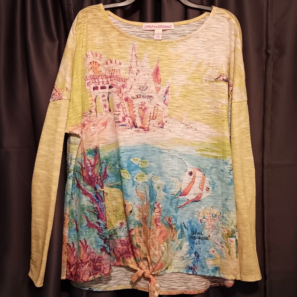 New Womens Large L  xxl Leoma Lovegrove Sandcastle Beach Fish nwt